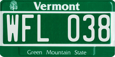 VT license plate WFL038