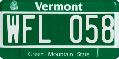 VT license plate WFL058
