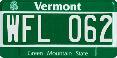 VT license plate WFL062