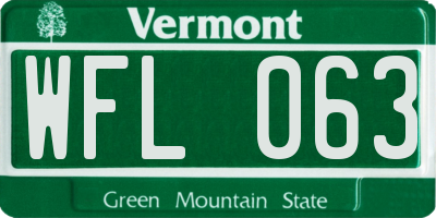 VT license plate WFL063