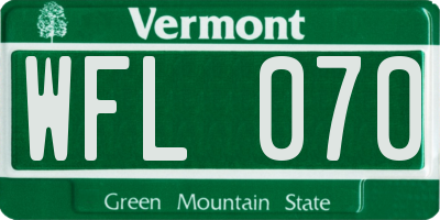 VT license plate WFL070