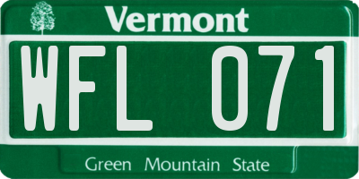 VT license plate WFL071
