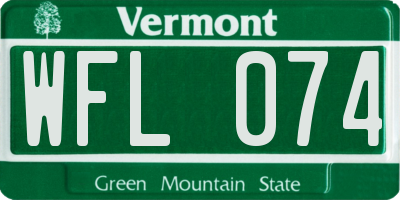 VT license plate WFL074