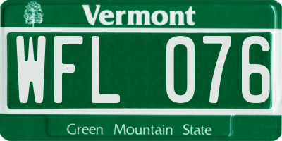 VT license plate WFL076