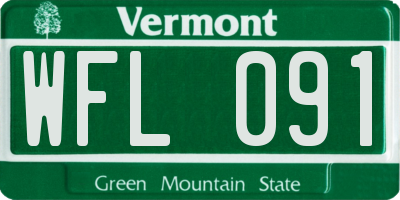 VT license plate WFL091