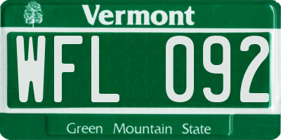 VT license plate WFL092