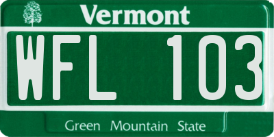 VT license plate WFL103