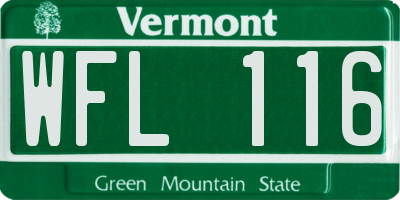 VT license plate WFL116