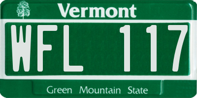VT license plate WFL117