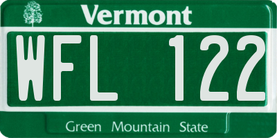 VT license plate WFL122