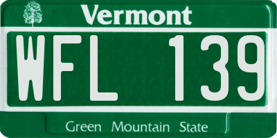 VT license plate WFL139