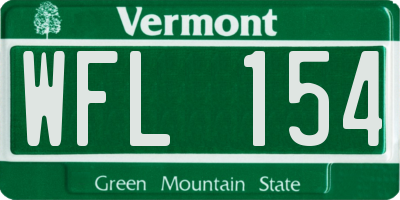 VT license plate WFL154