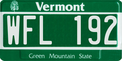 VT license plate WFL192