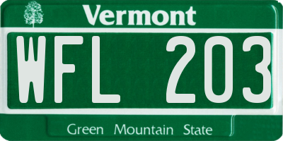VT license plate WFL203