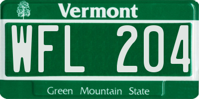 VT license plate WFL204