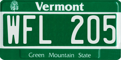 VT license plate WFL205