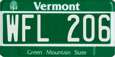 VT license plate WFL206