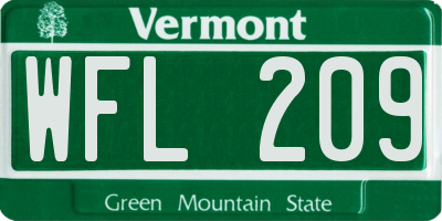 VT license plate WFL209