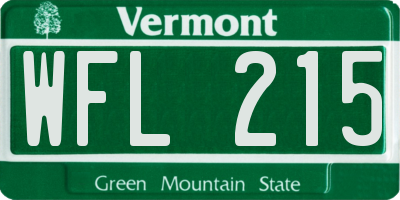 VT license plate WFL215