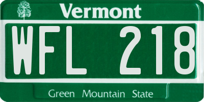 VT license plate WFL218