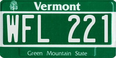 VT license plate WFL221