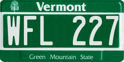 VT license plate WFL227