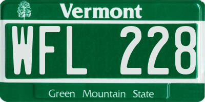 VT license plate WFL228