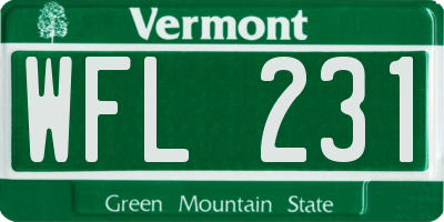 VT license plate WFL231