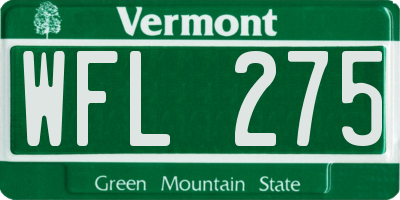 VT license plate WFL275