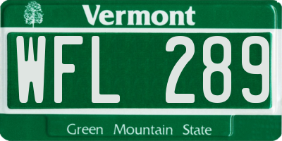 VT license plate WFL289