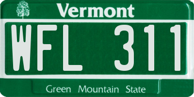 VT license plate WFL311