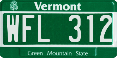 VT license plate WFL312