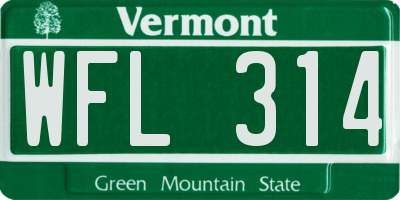 VT license plate WFL314