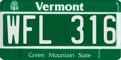 VT license plate WFL316