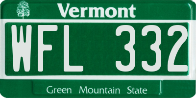 VT license plate WFL332