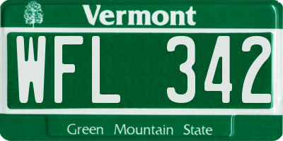 VT license plate WFL342