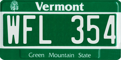 VT license plate WFL354