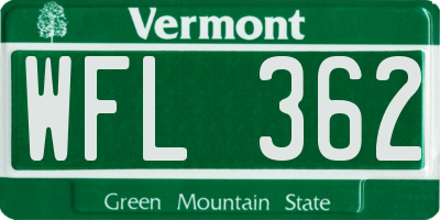 VT license plate WFL362