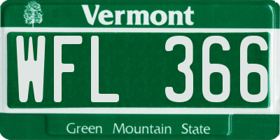 VT license plate WFL366
