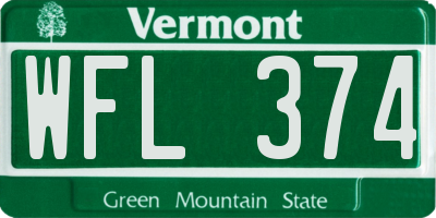 VT license plate WFL374