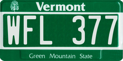 VT license plate WFL377