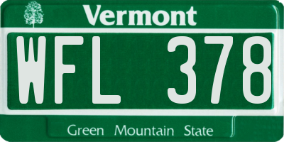 VT license plate WFL378