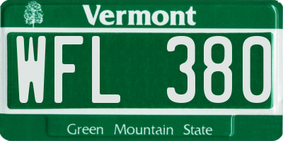 VT license plate WFL380