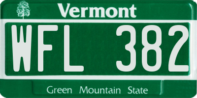VT license plate WFL382