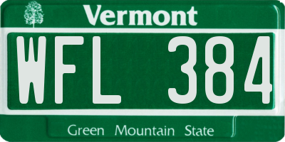 VT license plate WFL384