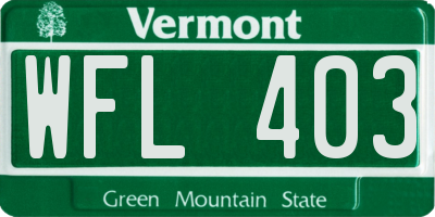 VT license plate WFL403