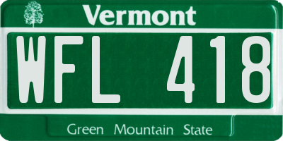 VT license plate WFL418