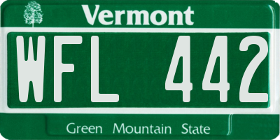 VT license plate WFL442