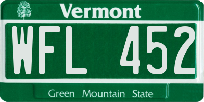 VT license plate WFL452