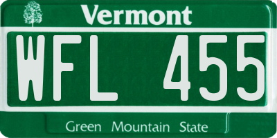 VT license plate WFL455